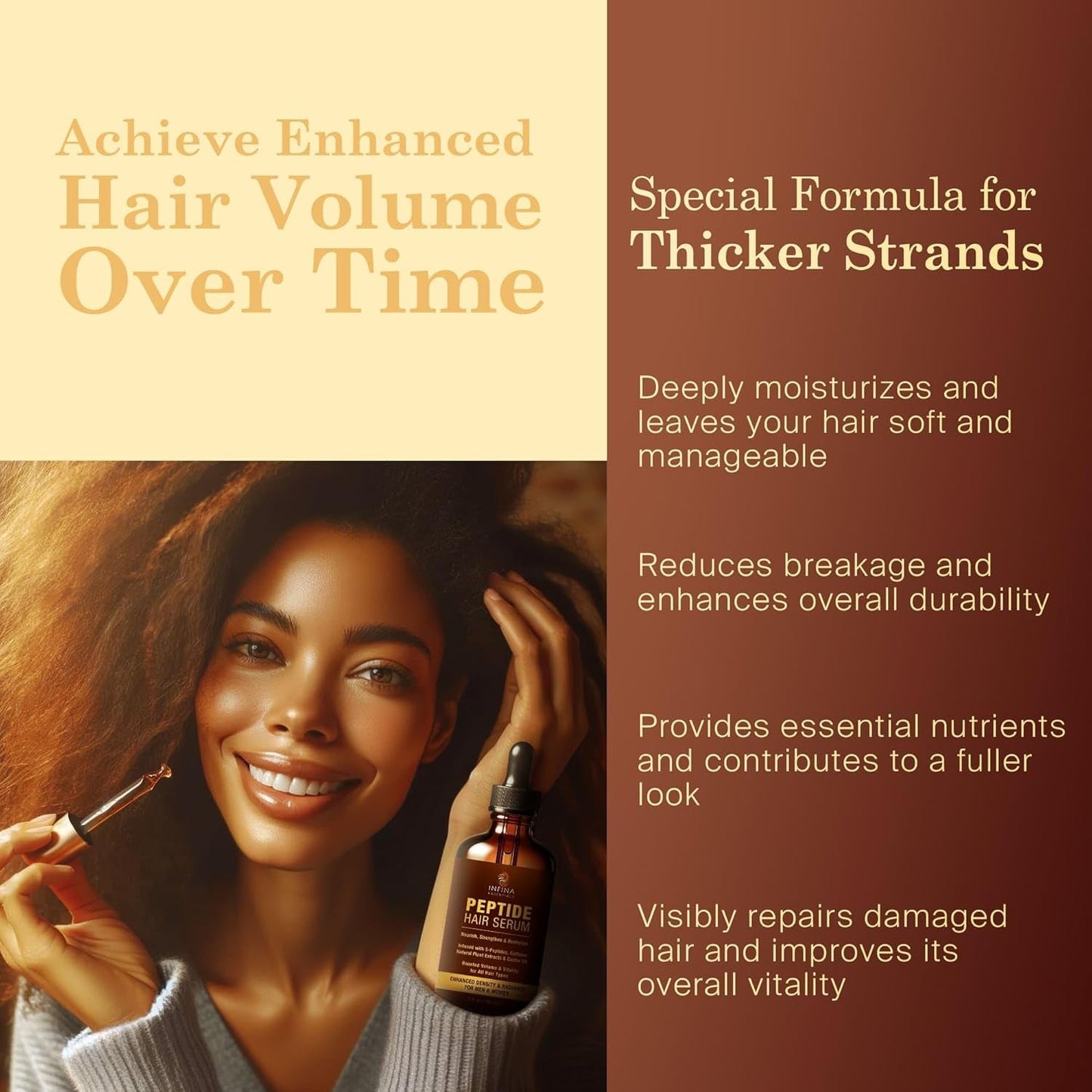 Peptide Hair Serum for Hair Growth Men & Women - Copper Peptides for Hair Growth - Caffeine Hair Growth Serum for Hair Thinning & Loss - Multi Peptide Serum for Hair Density 2 Fl Oz