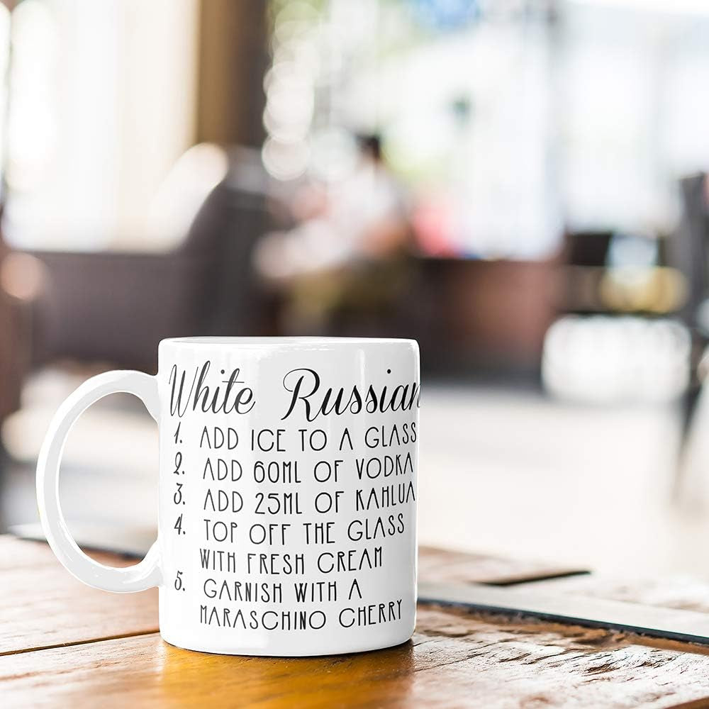 White Russian Cocktail Recipe Alcohol Bar Cool Drink Mug