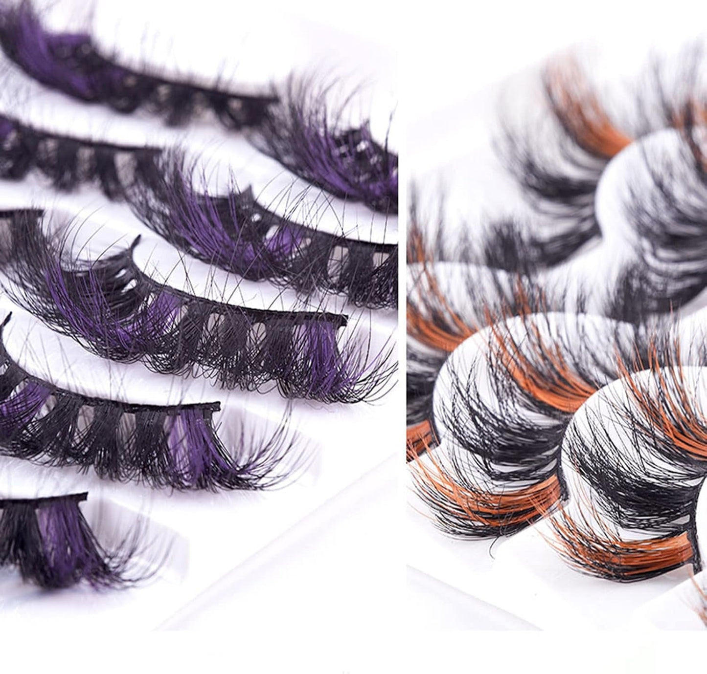 Colored Eyelashes Fluffy Eye Lashes 20 Pairs Russian Strip Lashes D Curl Strip Lashes Look like Extensions 3D Natural Wispy Cat Eye Lashes,Purple