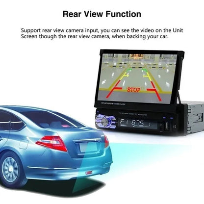 1DIN 7" HD Retractable Touch Screen Car Stereo Audio Bluetooth Car Radio Support Bluetooth/Usb/Aux/Fm/Am Mirrorlink+ SWC+ Rearview Camera (Optional)