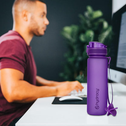 Water Bottle with Shaker Ball & Time Marker - 500Ml 17Oz Bpafree Water Bottle -Leak Proof & No Sweat Gym Bottle W/Fruit Infuser Strainer -Ideal Gift for Fitness, Sports & Outdoors -Berry Blue - WORLD TIME VISITS