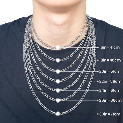 S925 Sterling Silver Beveled Edge Cross Necklace for Men Women with 5Mm Figaro Link Chain, Gold Plated/Sterling Silver Fashionable Men'S Crucifix Pendant Chain Necklaces 16-30 Inches