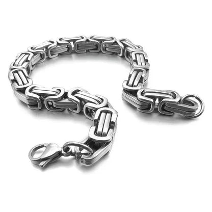 Men's 8mm Stainless Steel Bracelet Wrist Link Silver Tone Byzantine  8"