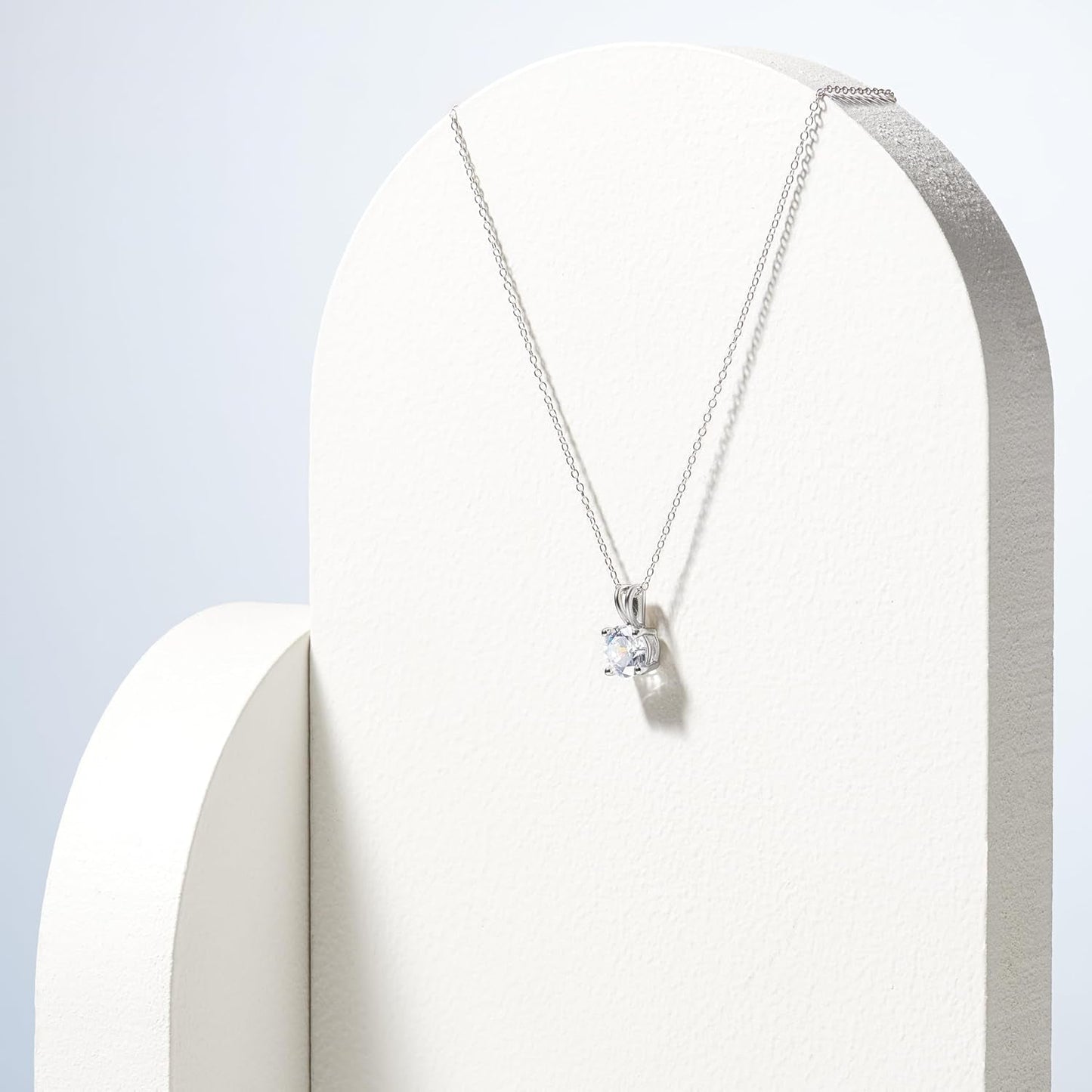 Sterling Silver round Cut Birthstone Pendant Necklace 18" (Previously Amazon Collection)