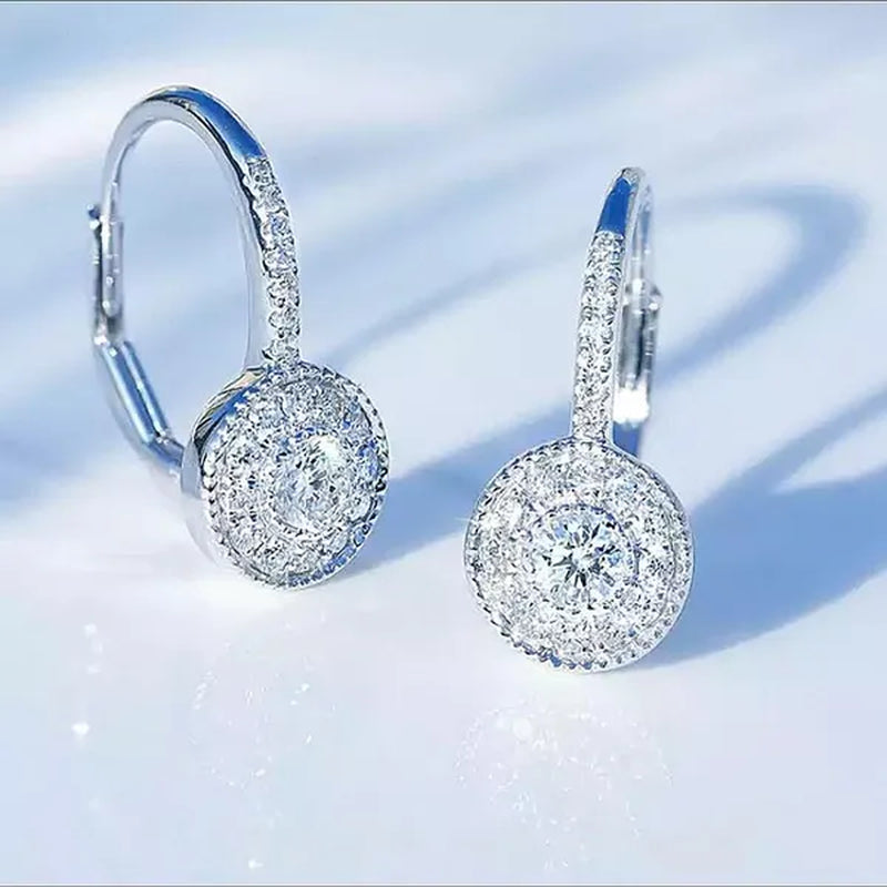 Trendy Micro Pave Diamond Drop Earring for Women Romantic Engagement Wedding Jewelry Lover Birthday Gift