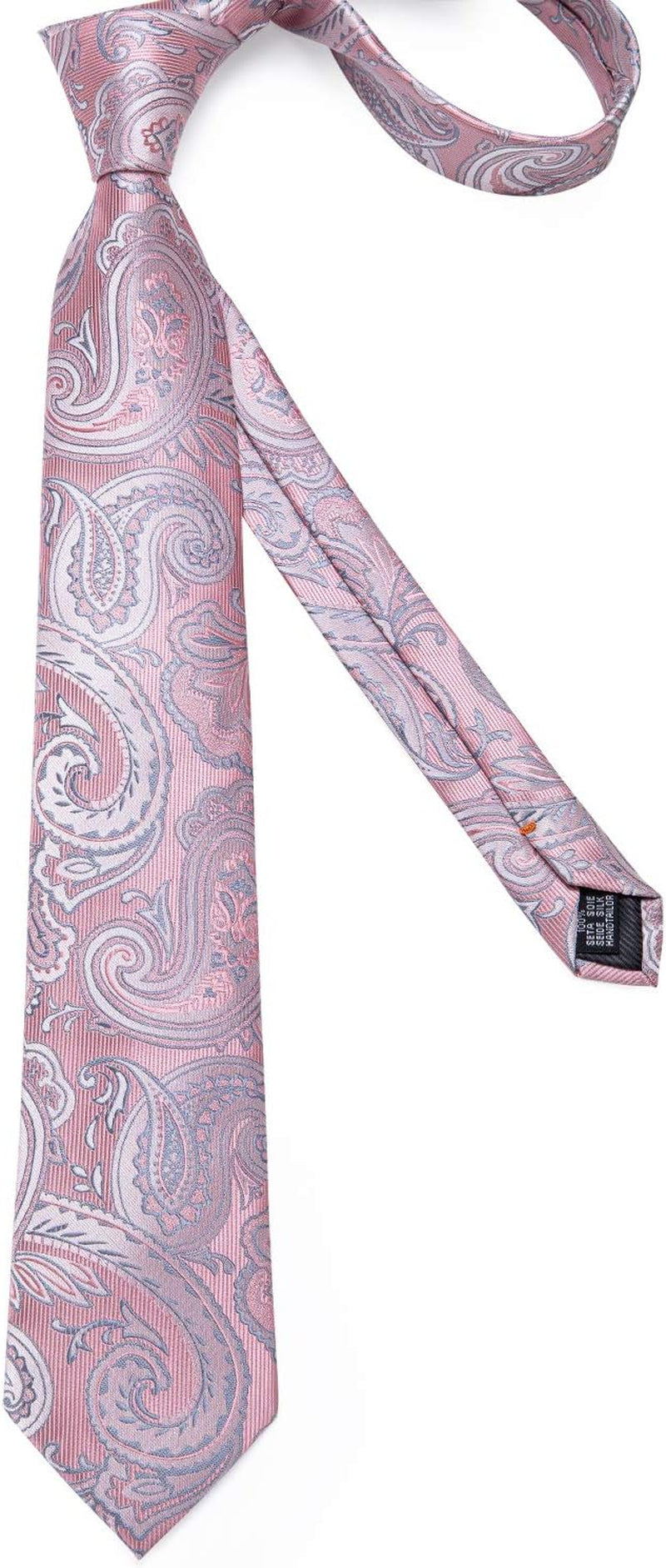 Paisley Ties for Men Silk Necktie and Pocket Square Cufflinks Tie Clip Set Woven Classic Mens Tie for Wedding Party
