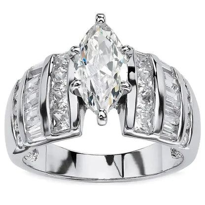 Trendy Claw Setting Marquise Cut Cubic Zircon Ring for Women Engagement Party Jewelry Anniversary Gift - WORLD TIME VISITS