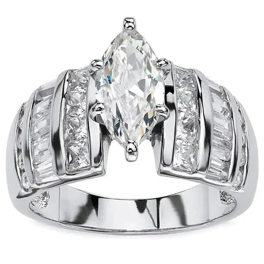 Trendy Claw Setting Marquise Cut Cubic Zircon Ring for Women Engagement Party Jewelry Anniversary Gift - WORLD TIME VISITS