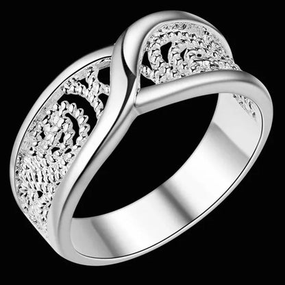 Gorgeous Rounded Hollow Shiny Ring Wholesale Price Fashion 925 Jewelry 925 Sterling Silver Rings for women Engagemetn/Wedding Party Jewelry Gift