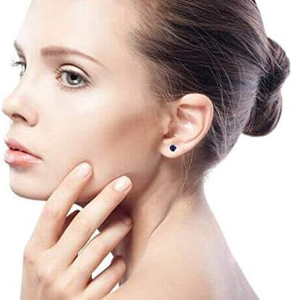 Classic Simple 6MM Circle Design Gemstone round Ball Stud Earrings for Women Teens .925 Sterling Silver with a Variety of Birthstone Options