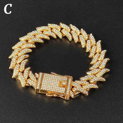 Men's Bracelet Hip Hop Fashion Bracelet Gold/Silver Bracelet Byzantine Chain Cuban Bracelet Festive Birthday Gift 1 Piece (8inch)