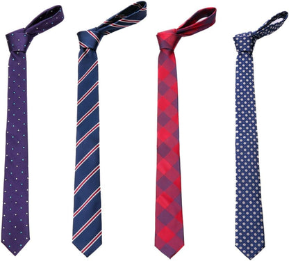 4 Packs Skinny Neckties for Men Boys, 2.35'' Wide Slim Ties in Different Textured Style Mixed Set