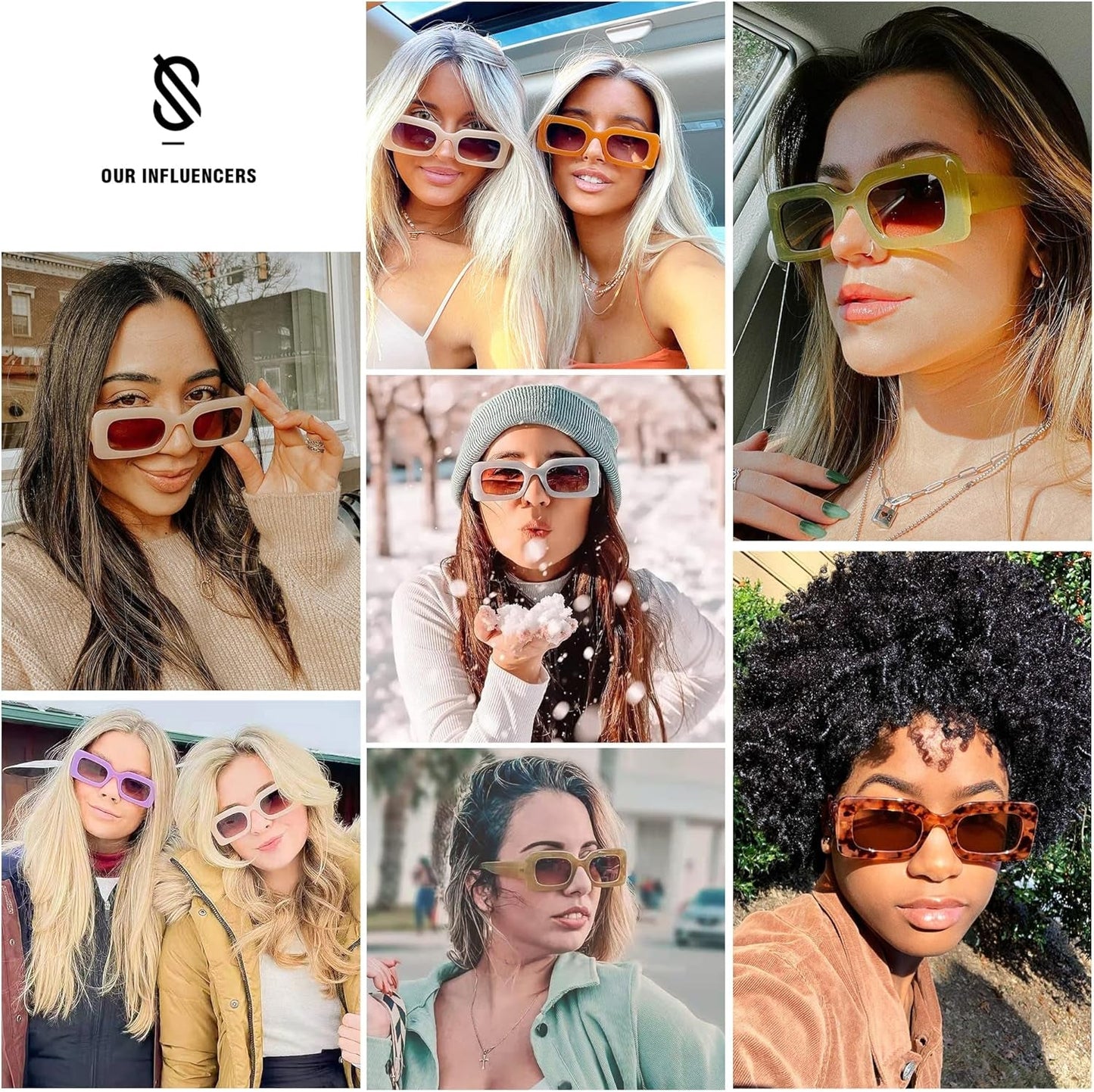 Retro 90S Nude Rectangle Sunglasses Womens Mens Trendy Chunky Glasses - WORLD TIME VISITS