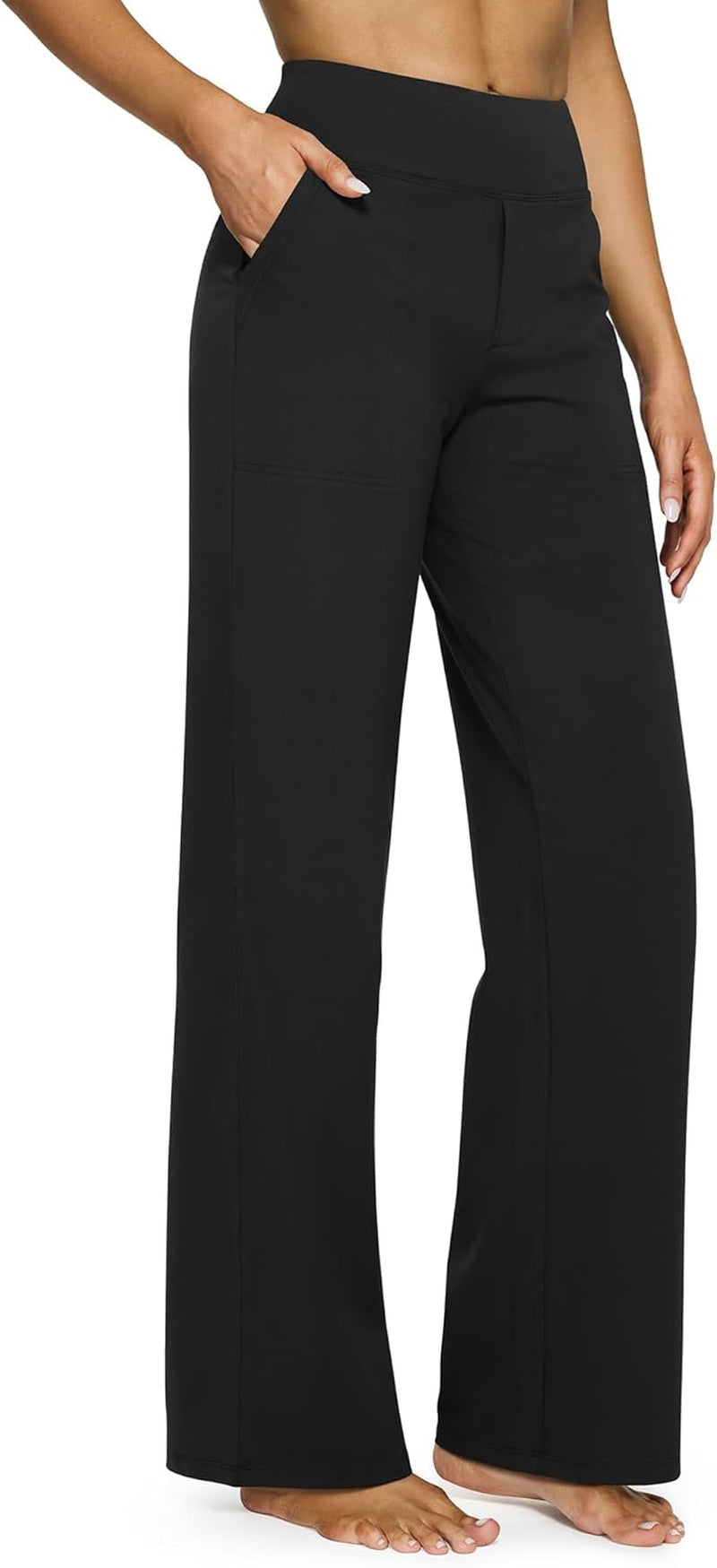 Yoga Pants Women Wide Leg Pants with Pockets High Waist Stretch Dress Casual Sweatpants Petite/Regular/Tall - WORLD TIME VISITS