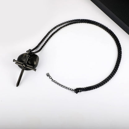 Nail Cross Necklace for Men Stainless Steel Chain 24Inch 3 Nails Jesus Cross Pendant Christian Gifts for Dad 3 Colors