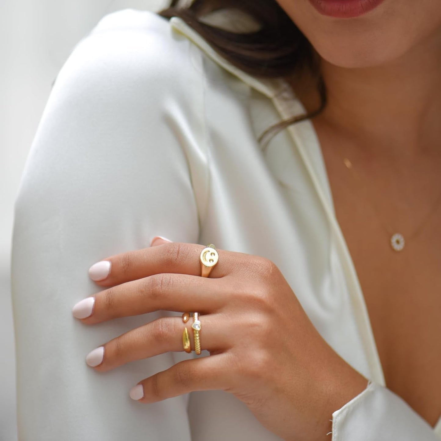 18K Gold Plated Sterling Silver Stackable Open Claw Ring Ajustable Wrap Ring | Cuff Stacking Rings