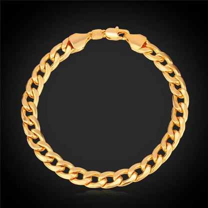 Men Cuban Link Bracelet 18K Stamp Platinum/Rose Gold/Yellow Gold Plated Curb Chain Bracelets