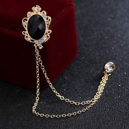 Men'S Gem Tassel Brooch Lapel Pin Elegant Badge Hanging Chains Collar Brooches Pin for Career Suit Tuxedo of Shirts Tie Hat Scarf for Boyfriend Father Birthday
