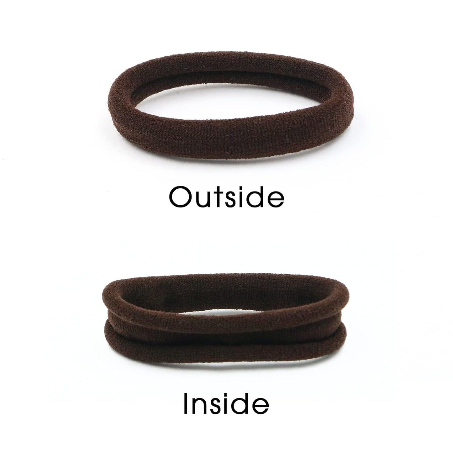 Soft Seamless Hair Ties, Dark Brown Stretch Elastic Ponytail Holders Bands for Women Thick Hair No Slip and Pull No Damage Scrunchies Headbands 100 Pcs (Espresso)