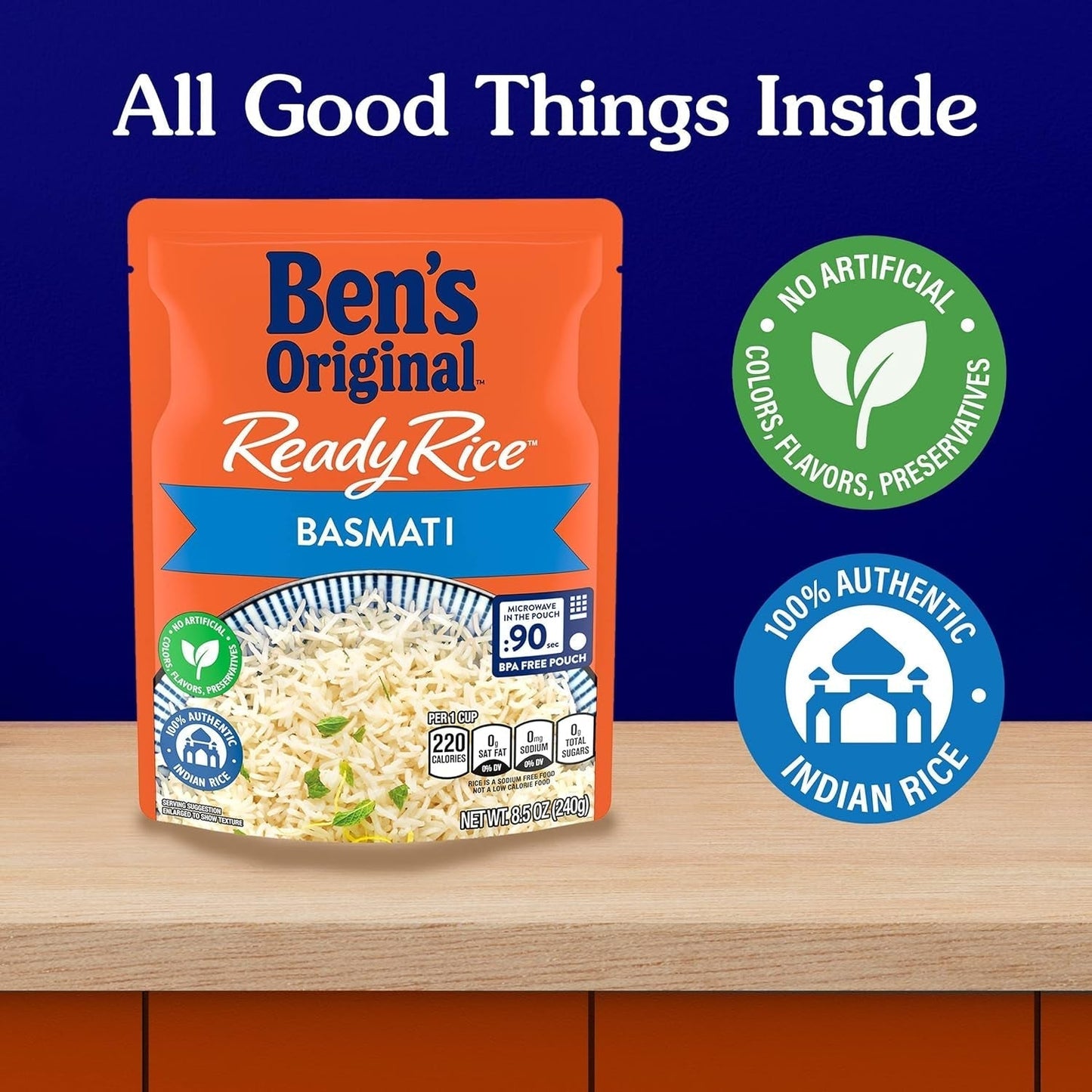 Ready Rice Basmati Rice, Easy Side Dish, 8.5 Oz Pouch (Pack of 6)