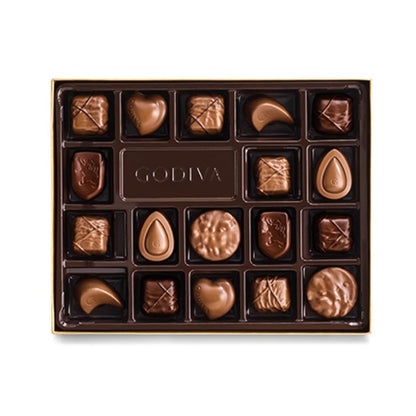Chocolate Gift Box for Birthday, Graduation, Thank You, Father'S Day Gift Basket Gold Ribbon Gourmet Nuts Dark and Milk Chocolate Candy Assortment with Praline and Caramel, 18Pc