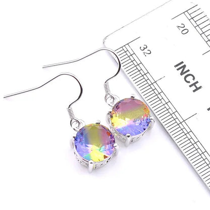 Luckyshine Sparking round Fire Bi-Colored Tourmaline Gemstone Silver Earrings Pendants Necklaces Jewelry Sets for Women