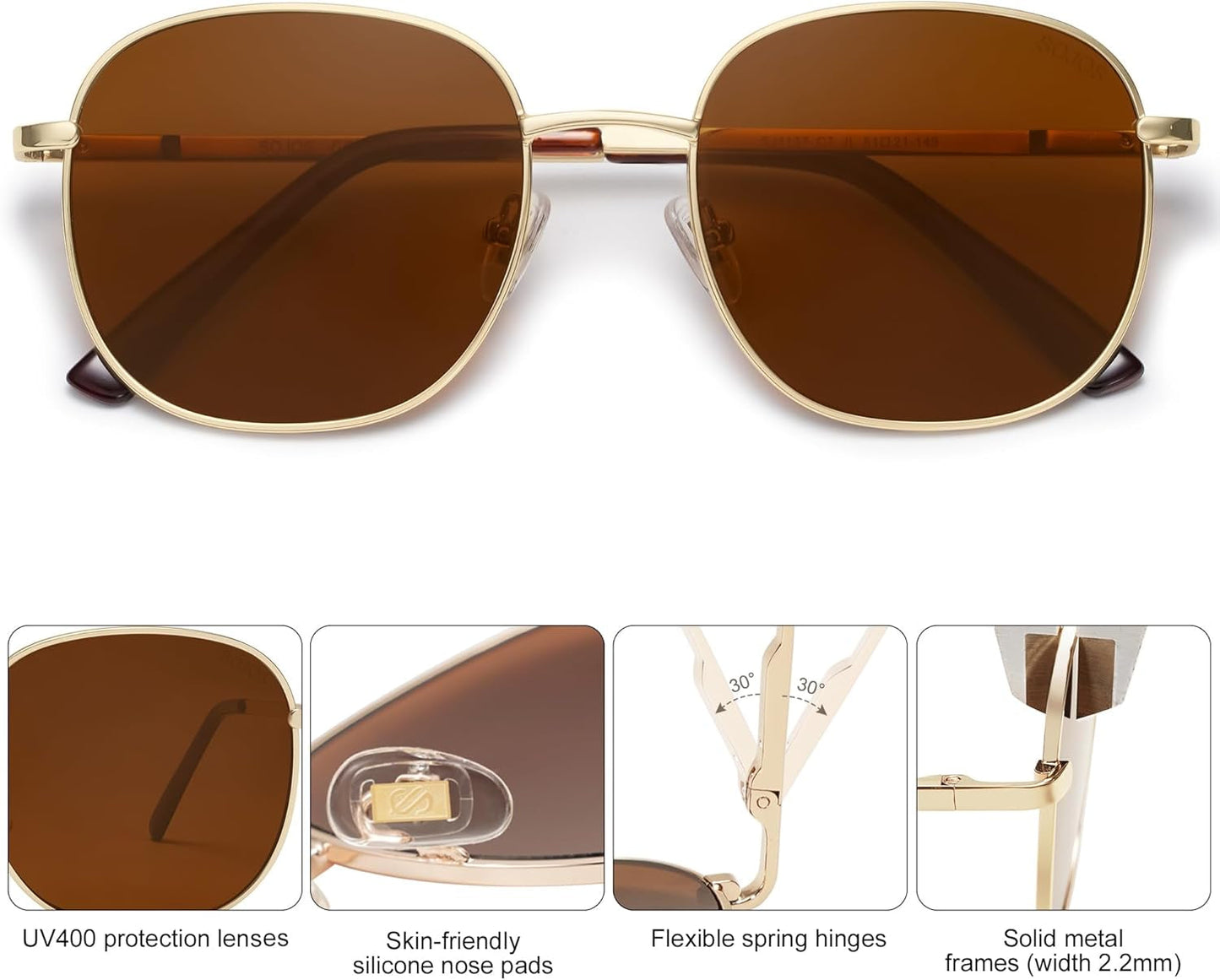 Classic Trendy Square Sunglasses for Women Men Cute Big Frame Gold Shades SJ1137