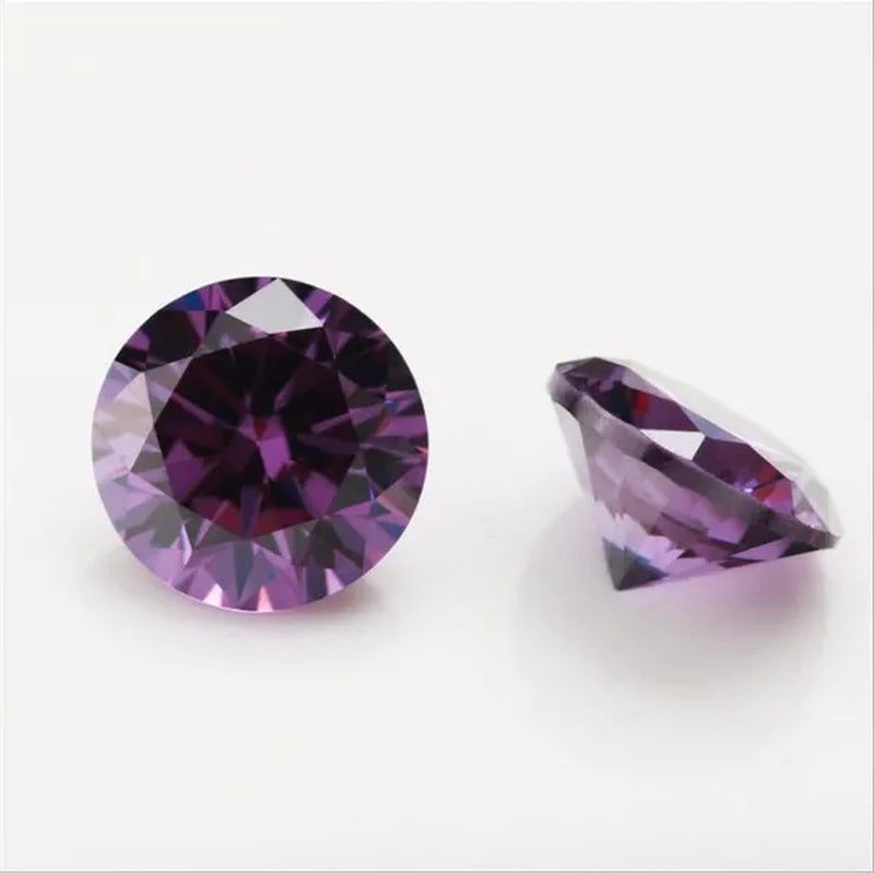 6-15MM Purple Round Zircon Stone for Jewelry Ring Necklace Accessories