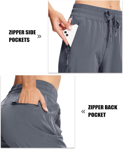 Women'S Hiking Pants Lightweight Quick Dry Water Resistant Athletic Running Joggers with Pockets Outdoor Travel