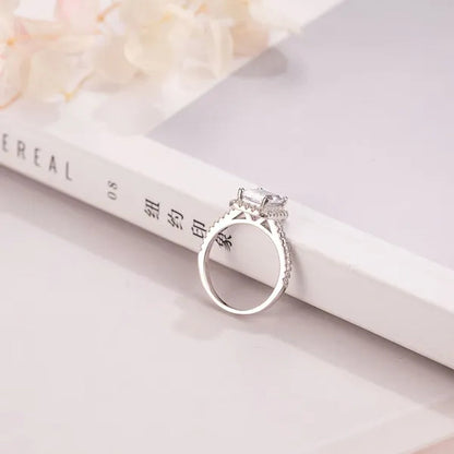 Original 925 sterling Silver Engagement wedding Rings for Women Luxury Emerald cut 3CT Simulated Diamond Platinum Jewelry