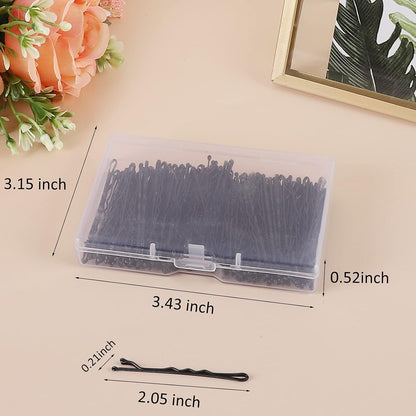 Bobby Pins, 200Count Black Hair Pins Hairpins with Box for Women Lady Girls Kids Hair Pin Invisible Wave Hairgrip Barrette Hairclip Bulk Hair Accessories (Black,2.2 Inch)
