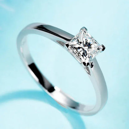 Women Fashion Elegant 925 Sterling Silver Big Cube Diamond Gemstone Rings Wedding Engagement Party Ring Jewelry