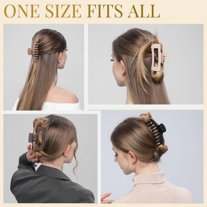 Hair Clips for Women 4.3 Inch Large Hair Claw Clips for Women Thin Thick Curly Hair, Big Matte Banana Clips,Strong Hold Jaw Clips,Neutral Colors