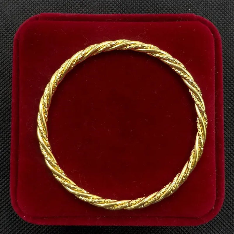 Vintage Twist Bracelet 24K Pure Gold Wave Design Bracelet Set