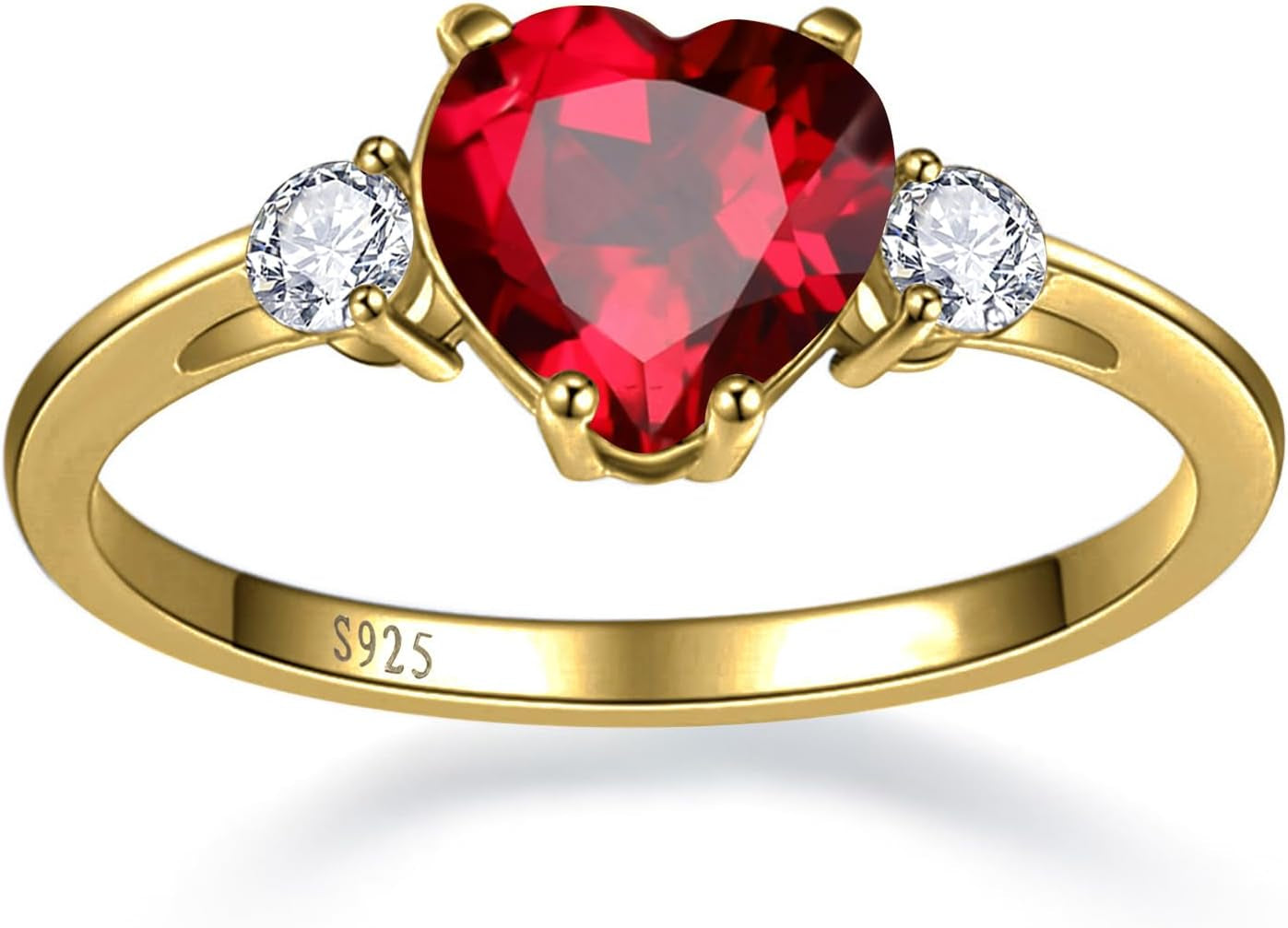 2.25Ct Created Gemstone Ring for Women 925 Sterling Silver Heart Cut 8 * 8Mm Cubic Zirconia Birthstone Ring for Engagement Anniversary Size 5-10