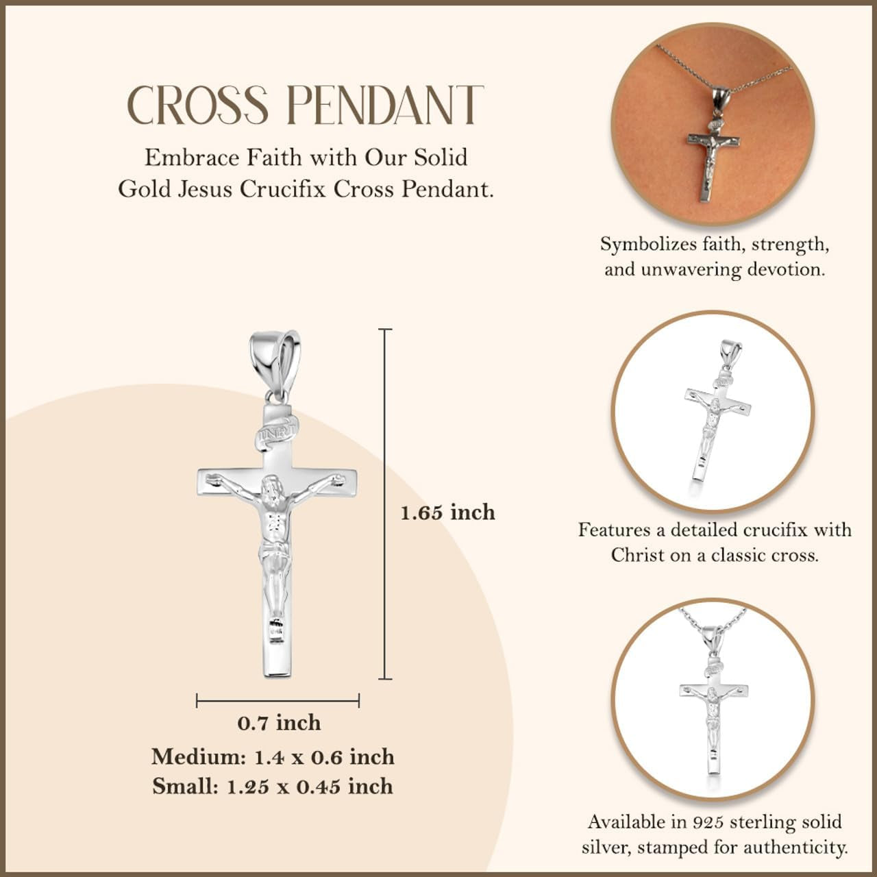 Sacred Symbolism: Embrace Faith Sterling Silver Cross Pendant - Choose Your Perfect Size (S-L)