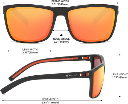 Polarized Sunglasses for Men Lightweight TR90 Frame UV400 Protection Square Sun Glasses