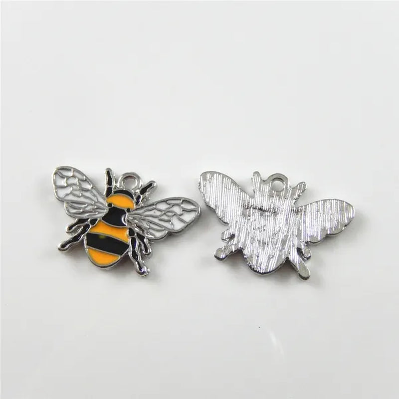 30pcs Zinc Alloy Bee Shape Charms Necklace Pendant Creative Gold Silver Bracelet Handmade DIY Jewelry Accessories