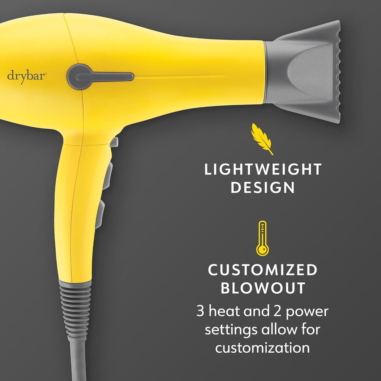 Drybar Buttercup 1875W Blow Dryer | Fast, Even Drying Hair Dryer with Ionic Technology for Smooth, Shiny Blowouts & Reduced Frizz