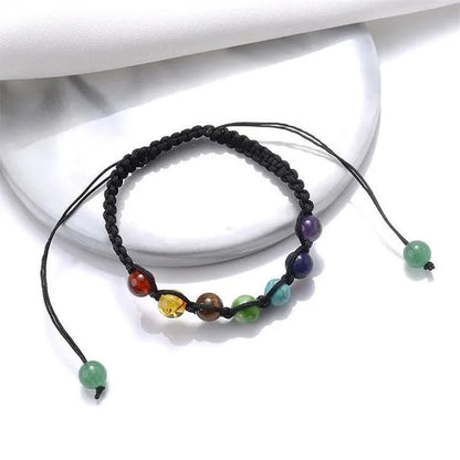New Fashion Classic 7 Chakra Beads Bracelet Natural Stone Black Rope Braided Yoga Reiki Healing Balance Bracelets Bangles Couple Bead Bracelet Meditation Gift Jewelry