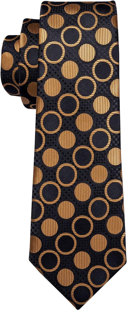 Men'S Tie Set Polka Dot Handkerchief Cufflinks Plaid Fashion Neckties Wedding Business