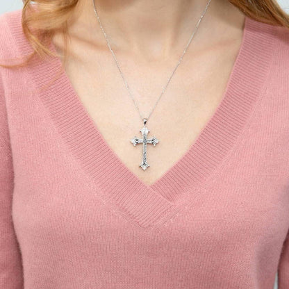 Sterling Silver Gold Flashed Cross Pendant Necklace for Women, Cubic Zirconia CZ - Sideways Cross, Filigree Styles