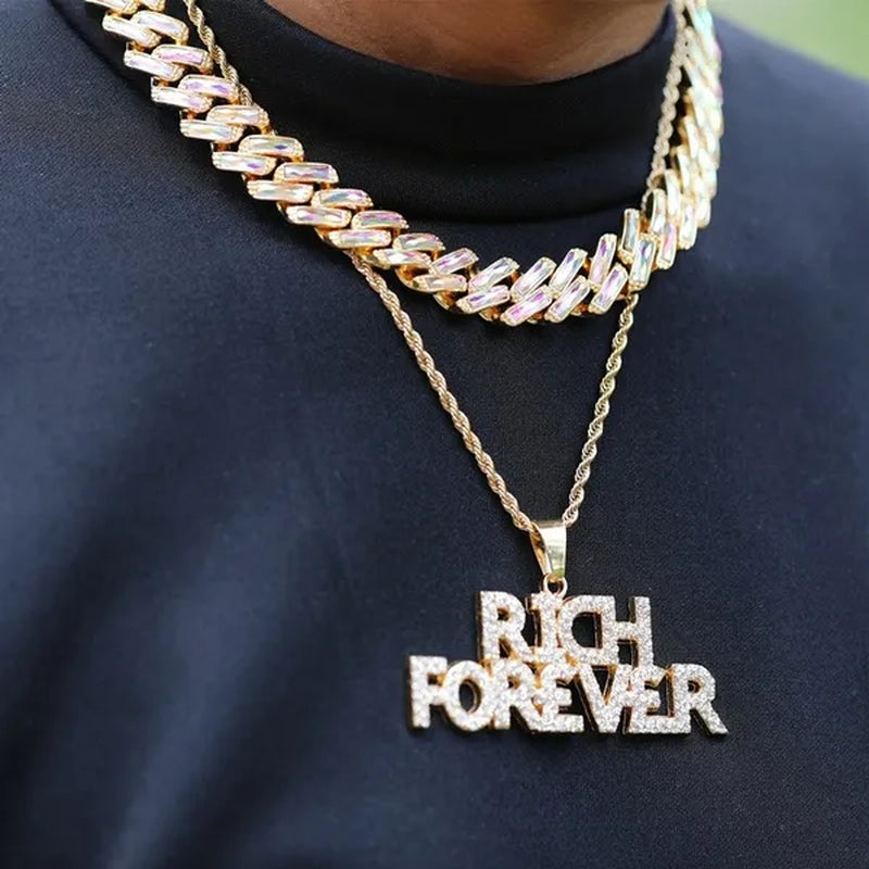 Cuban Link Chain Ice Out Chain Necklace For Men and Women Hip Hop Jewelry