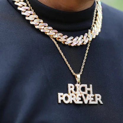 Cuban Link Chain Ice Out Chain Necklace For Men and Women Hip Hop Jewelry