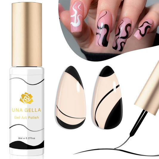 Gel Polish Liner Gel Nail Art - 1 Pcs 8Ml Classical Black Color Gel Nail Art Paint for Nails Built Thin Line Nail Art Brush in Gel Pens Soak off Home French Manicure Home Salon DIY