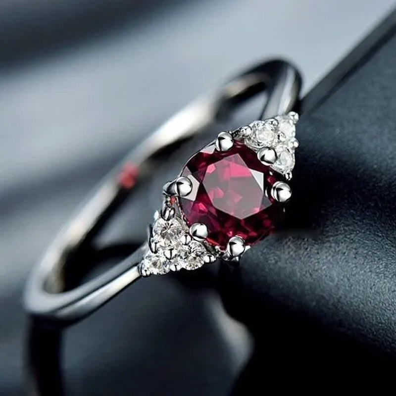 Red Ruby Jewelry Palace Natural Garnet Halo Engagement Ring Sterling Sliver Jewelry for Women