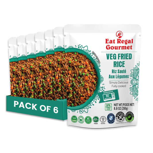 Veg Fried Rice Microwavable Rice Pack of 6, 8.8Oz Instant Rice Ready in 90 Seconds - Dinner Sides | Vegetable Rice | Ready to Eat | Prepared Foods | Side Dish | Flavored Rice