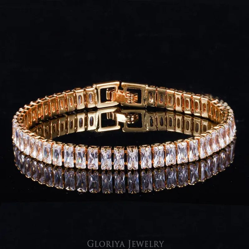 Gloriya Brand Gorgeous Top Grade Jewelry Sparkly CZ Crystal  Elegant Tennis Bracelet for Brides Wedding Party Gift