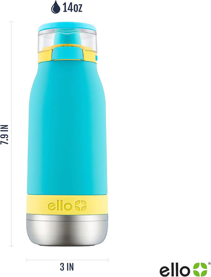 Emma 14Oz Vacuum Insulated Stainless Steel Kids Water Bottle with Straw and Built-In Carrying Handle and Leak-Proof Locking Lid for School Backpack, Lunchbox and Outdoor Sports
