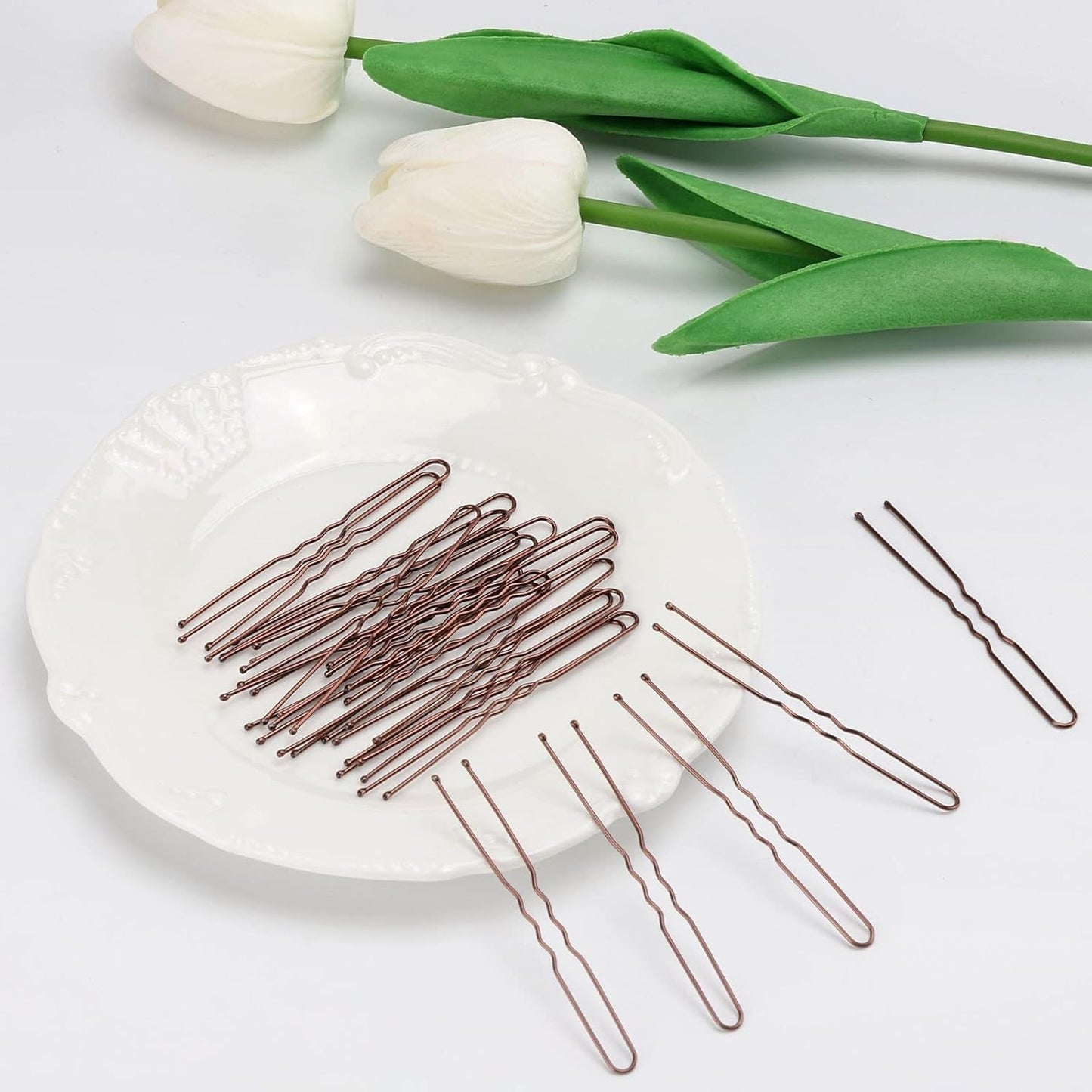 300 Hair Bun Bobby Pins U Shaped Pin Hair Grips to Clip Ballet Hair Net for Women 7 CM/2.8 Inch Brown
